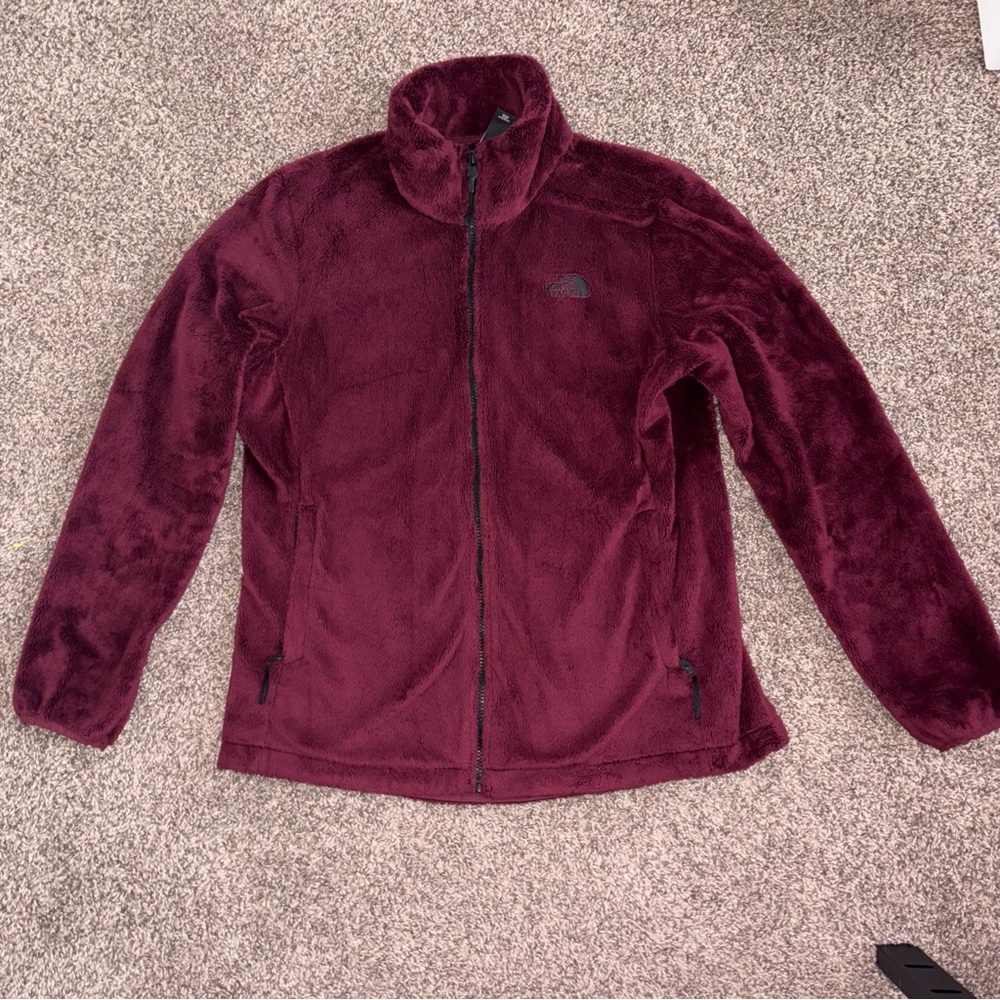 The North Face women’s Osito fleece jacket burgundy long sleeve zip up large - Picture 2 of 9
